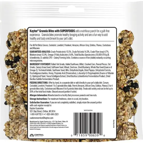 Kaytee Granola Bites with Super Foods Blueberry and Flax Photo 2