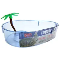 Photo of Lees Kidney Shaped Turtle Lagoon with Access Ramp to Feeding Bowl and Palm Tree Decor