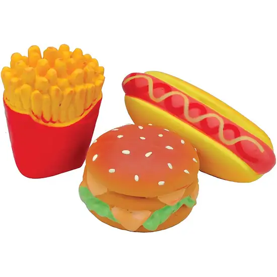 Lil Pals Lil Pals Latex Hamburger, Fries, and Hotdog Dog Toys Photo 2