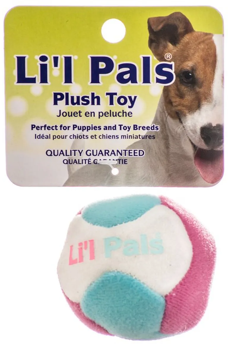 Lil Pals Multi Colored Plush Ball with Bell for Dogs Photo 2