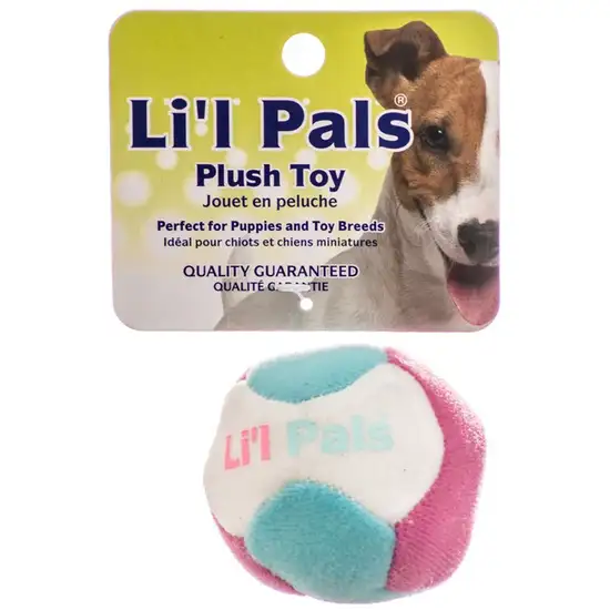 Lil Pals Multi Colored Plush Ball with Bell for Dogs Photo 1