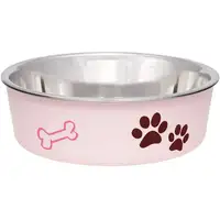 Photo of Loving Pets Light Pink Stainless Steel Dish With Rubber Base