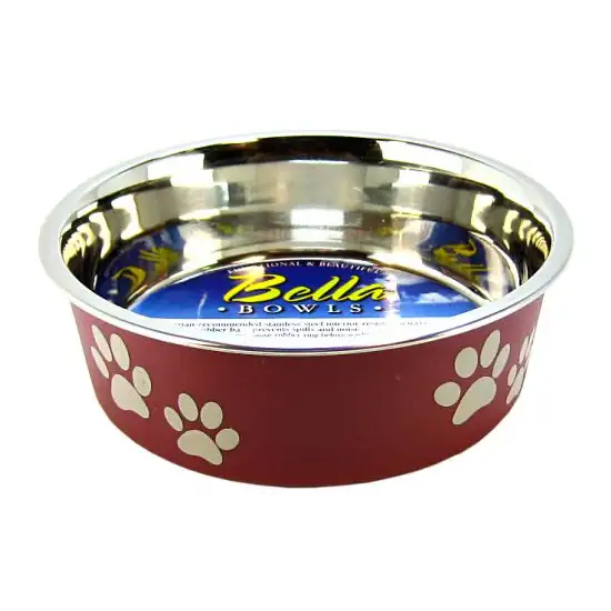 Loving Pets Merlot Stainless Steel Dish With Rubber Base Photo 1