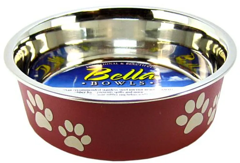 Loving Pets Merlot Stainless Steel Dish With Rubber Base Photo 1