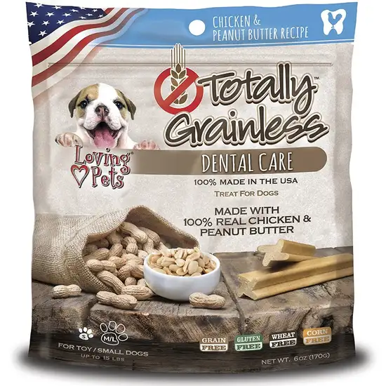 Loving Pets Totally Grainless Chicken and Peanut Butter Dental Chews Small Photo 1