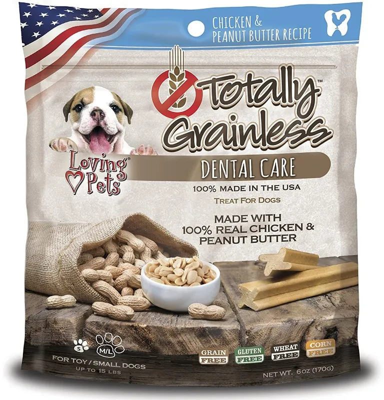Loving Pets Totally Grainless Chicken and Peanut Butter Dental Chews Small Photo 1