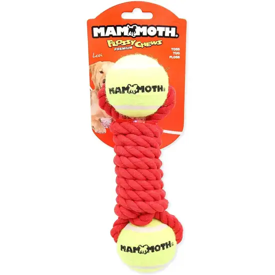 Mammoth Flossy Chews Braided Bone with 2 Tennis Balls for Dogs Photo 1