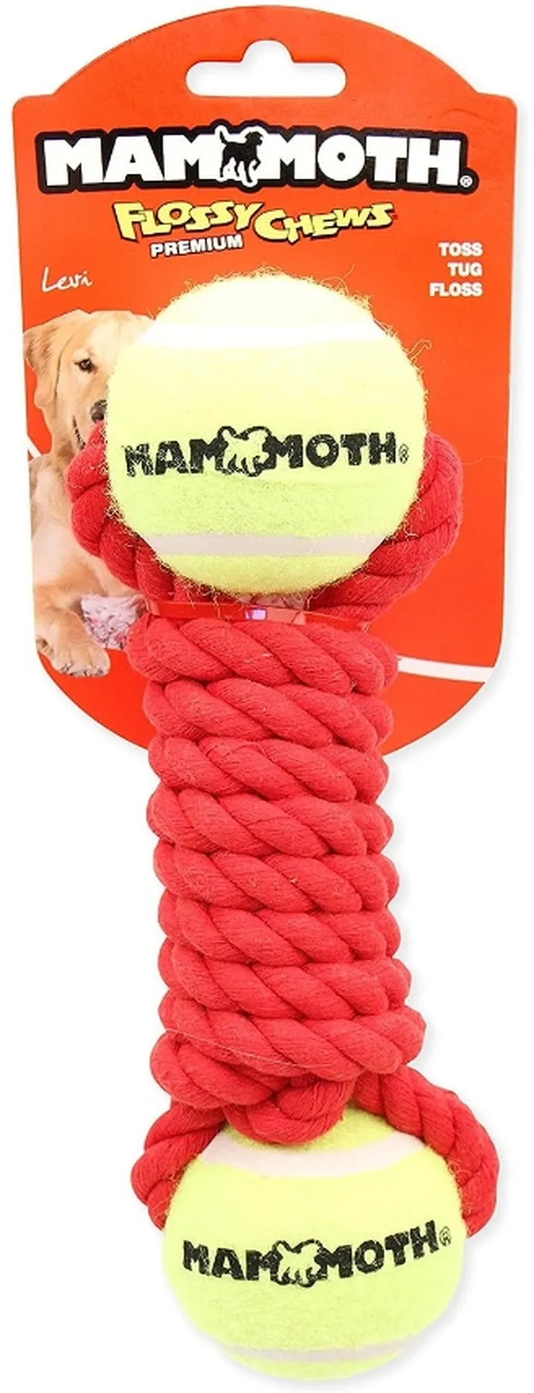 Mammoth Flossy Chews Braided Bone with 2 Tennis Balls for Dogs Photo 1