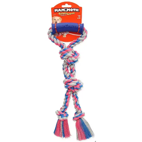 Mammoth Flossy Chews Dog Toy with Rubber Handle Photo 1