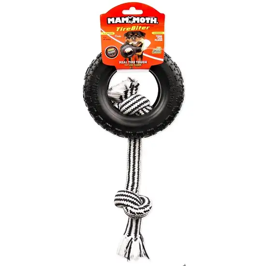Mammoth TireBiter II Natural Rubber Dog Toy with Rope Photo 1