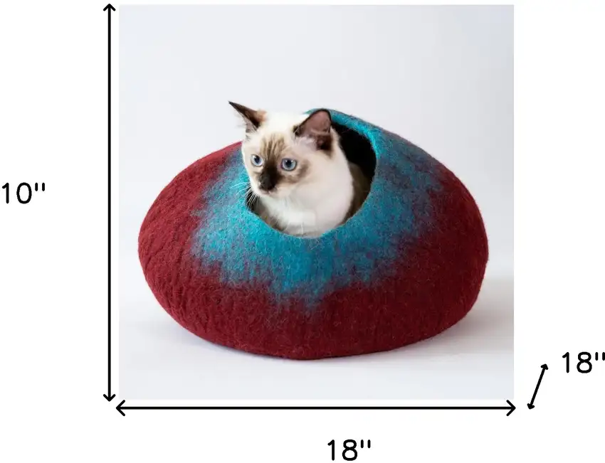 Maroon and Teal Cat Cave Bed Photo 5