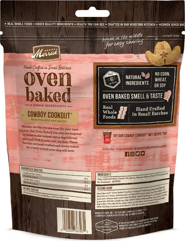Merrick Oven Baked Cowboy Cookout Real Beef & Bacon Dog Treats Photo 2