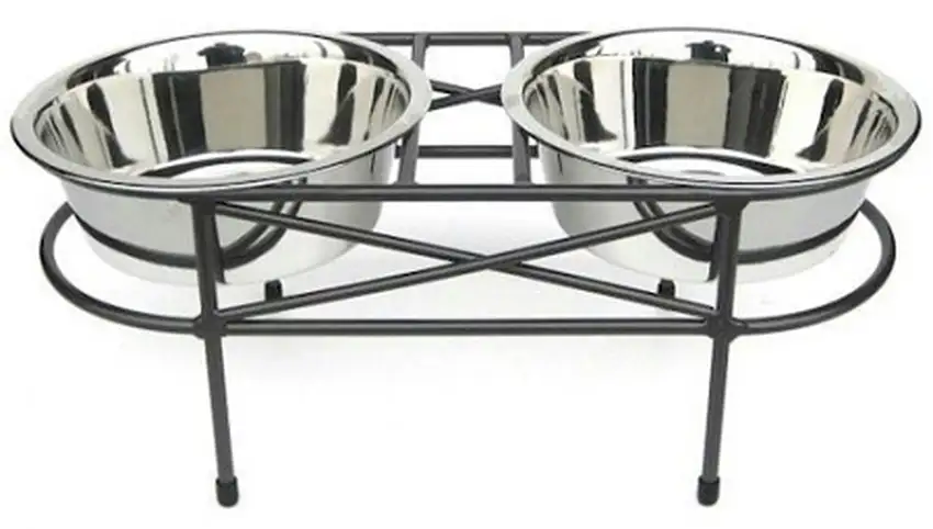 Mesh Elevated Double Dog Bowl - Small/White Photo 1