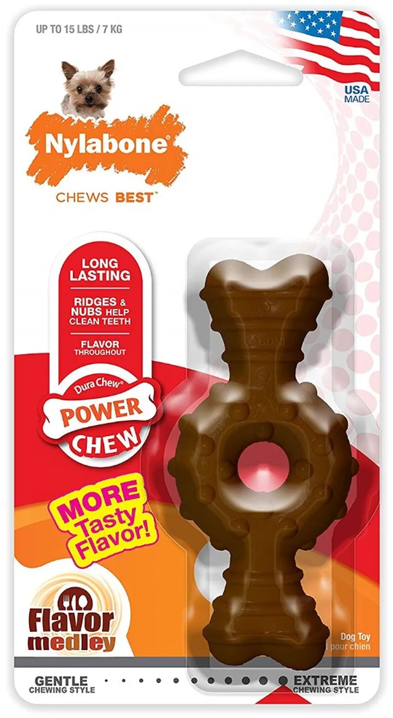 Nylabone Dura Chew Power Chew Flavor Medley Textured Ring Bone Petite Photo 1