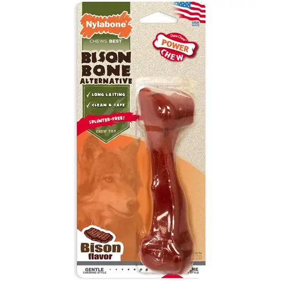 Nylabone Power Chew Bison Bone Alternative Dog Chew Toy Beef Flavor Photo 1