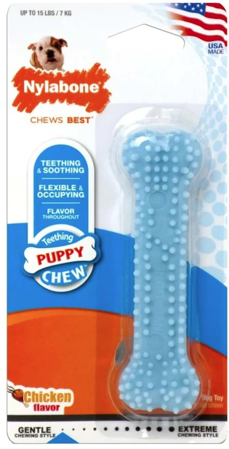 Nylabone Puppy Chew Dental Bone Blue Photo 1