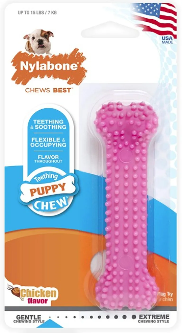 Nylabone Puppy Chew Dental Bone Pink Photo 1