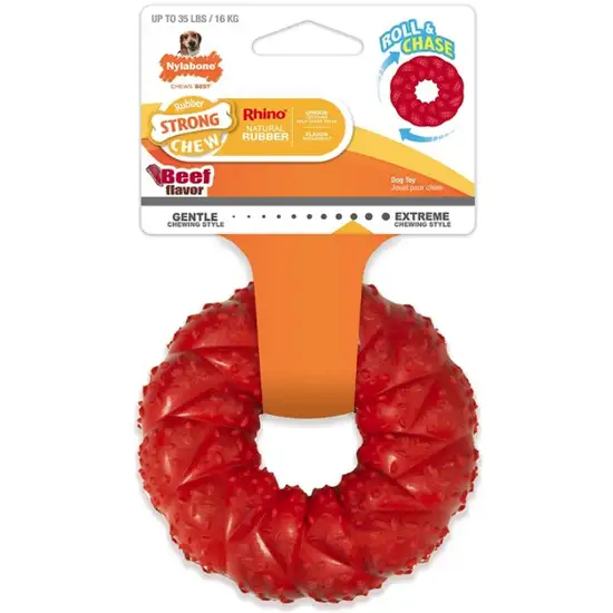 Nylabone Strong Chew Braided Ring Dog Toy Beef Flavor Wolf Photo 1