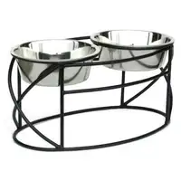 Photo of Oval Cross Double Raised Feeder - Large/White