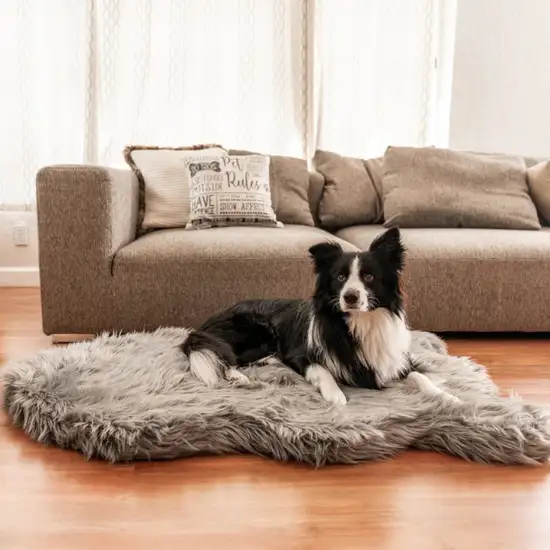 Paw PupRug Faux Fur Orthopedic Dog Bed Grey Photo 2