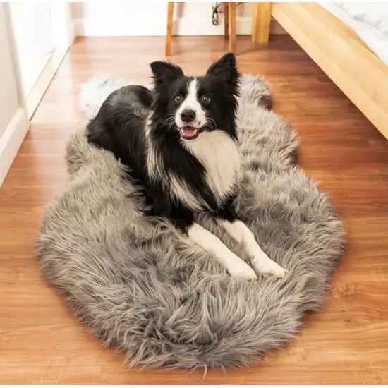 Paw PupRug Faux Fur Orthopedic Dog Bed Grey Photo 5