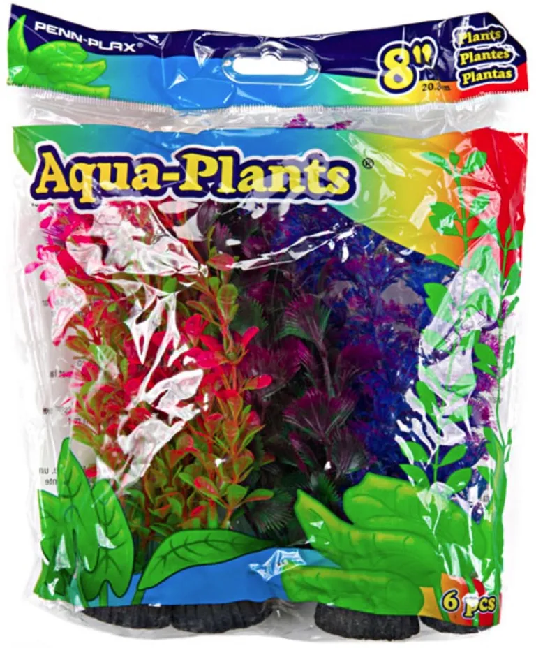 Penn Plax Colorful Aquarium Plastic Plant Pack 8