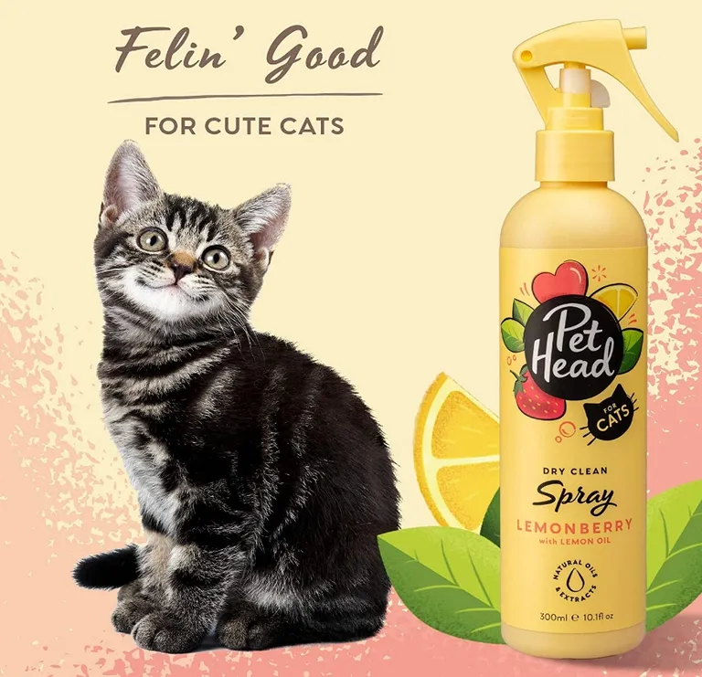 Pet Head Dry Clean Spray for Cats Lemonberry with Lemon Oil Photo 3