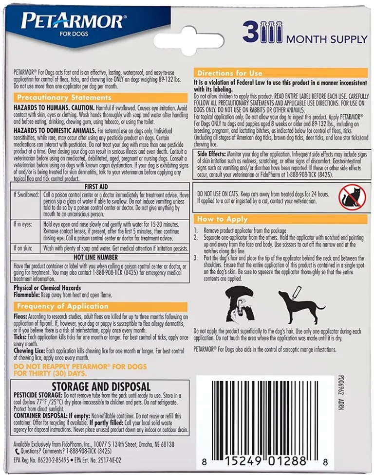 PetArmor Flea and Tick Treatment for X-Large Dogs (89-132 Pounds) Photo 3
