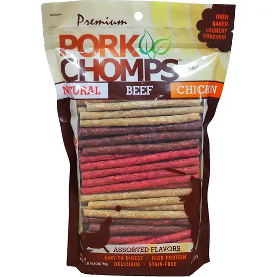 Pork Chomps Munchy Sticks Dog Treat Assorted Flavors Photo 1