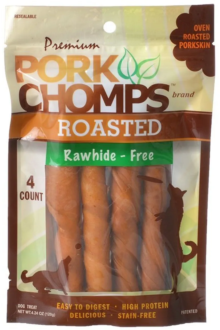 Pork Chomps Premium Roasted Rawhide-Free Porkskin Twists Large Photo 2