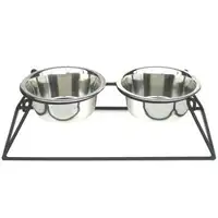 Photo of Pyramid Elevated Double Dog Feeder - Small/Black
