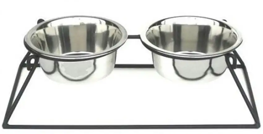 Pyramid Elevated Double Dog Feeder - Small/White Photo 1