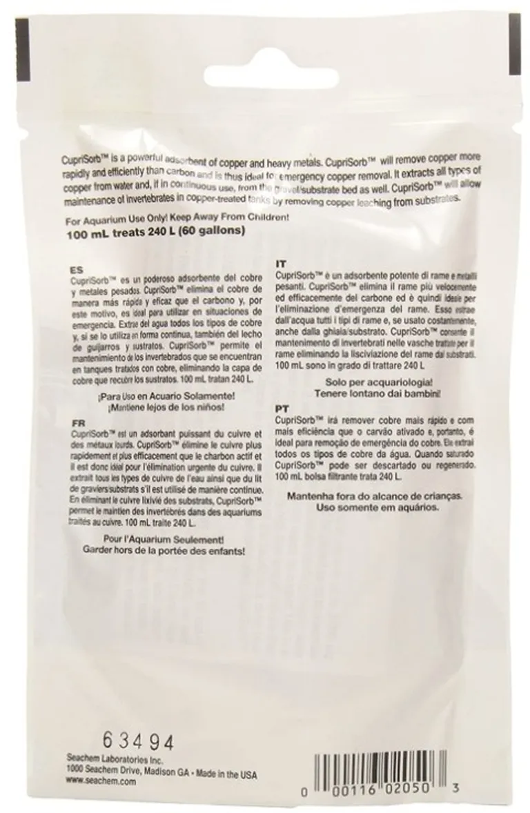 Seachem CupriSorb Powerful Adsorbent of Copper and Heavy Metals for Aquariums Photo 2