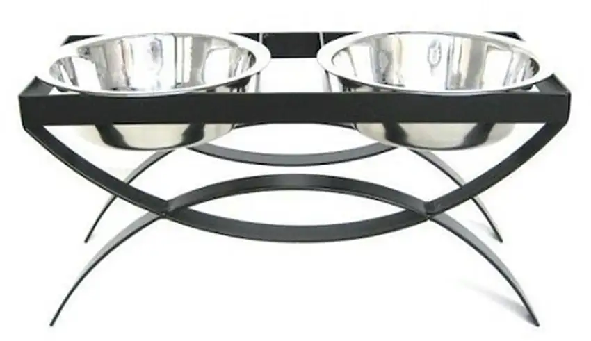 SeeSaw Double Elevated Dog Bowl - Small/Black Photo 1