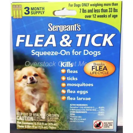 Sergeants Flea and Tick Squeeze-On for Dogs Under 33 lbs Photo 1