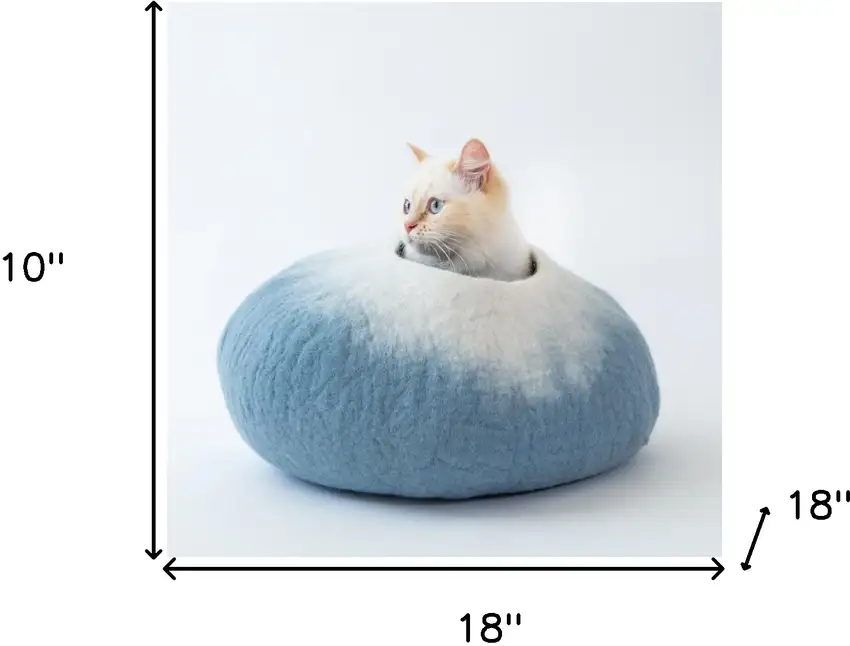 Sky Blue and White Cat Cave Bed Photo 7