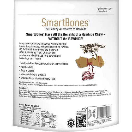 SmartBones Rawhide Free Peanut Butter Bones Large Photo 2