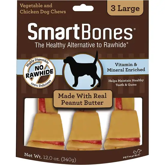 SmartBones Rawhide Free Peanut Butter Bones Large Photo 1