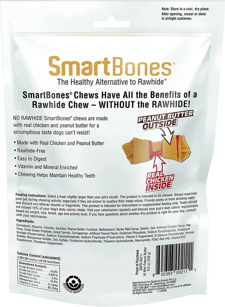 SmartBones Rawhide Free Peanut Butter Bones Mini Photo 2