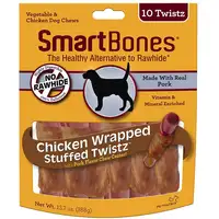 Photo of SmartBones Stuffed Twistz Vegetable and Chicken Wrapped Pork Rawhide Free Dog Chew