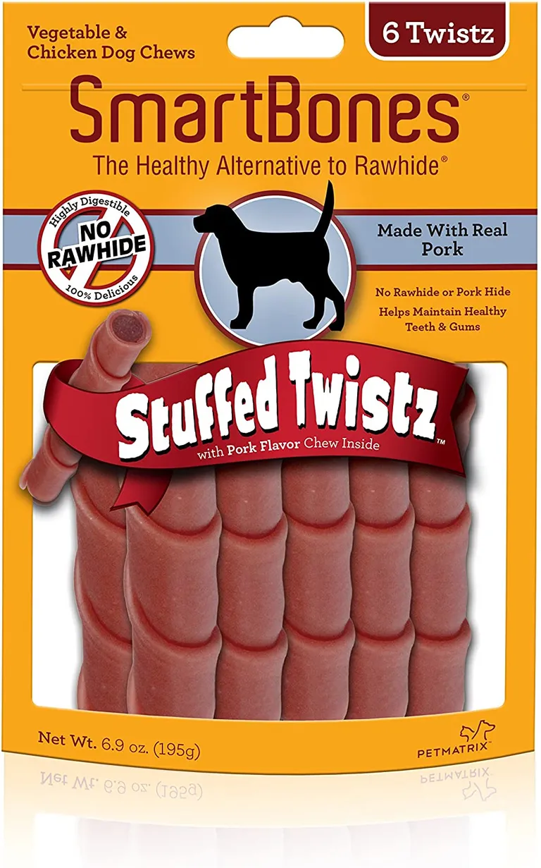 SmartBones Stuffed Twistz Vegetable and Pork Rawhide Free Dog Chew Photo 1
