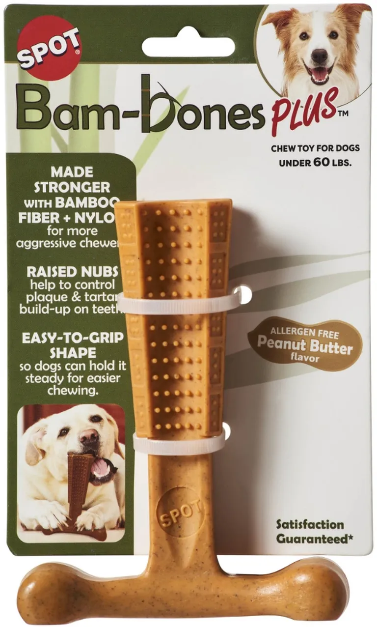 Spot Bambone Plus Peanut Butter Dog Chew Toy Medium Photo 1