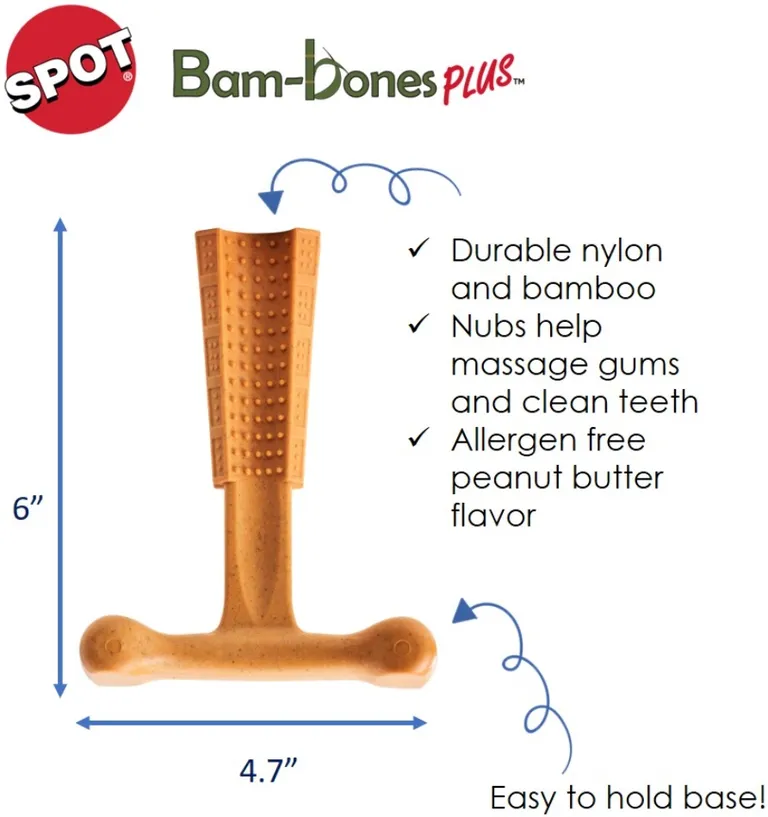 Spot Bambone Plus Peanut Butter Dog Chew Toy Medium Photo 4
