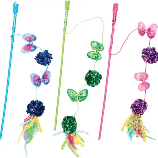 Spot Butterfly and Mylar Teaser Wand Cat Toy Assorted Colors Photo 4
