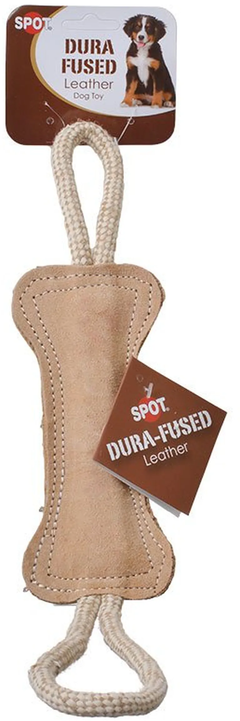Spot Dura Fused Leather Bone Tug Dog Toy Photo 1