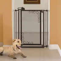 Photo of Tall One-Touch Metal Mesh Pet Gate in Antique Bronze