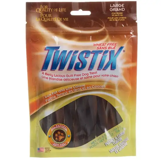 Twistix Peanut and Carob Flavor Dog Treats Large Photo 1