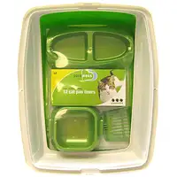 Photo of Van Ness Cat Starter Kit with Litter Pan, Cat Pan Liners, Litter Scoop, Food and Water Bowls Assorted Colors