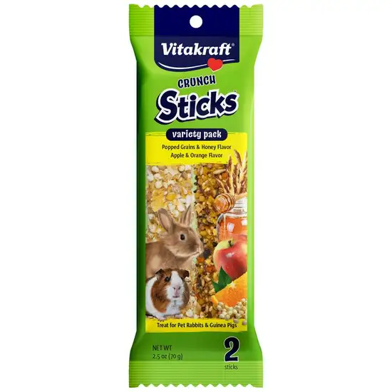 Vitakraft Crunch Sticks Variety Pack Rabbit and Guinea Pig Treats Popped Grains and Apple Photo 1