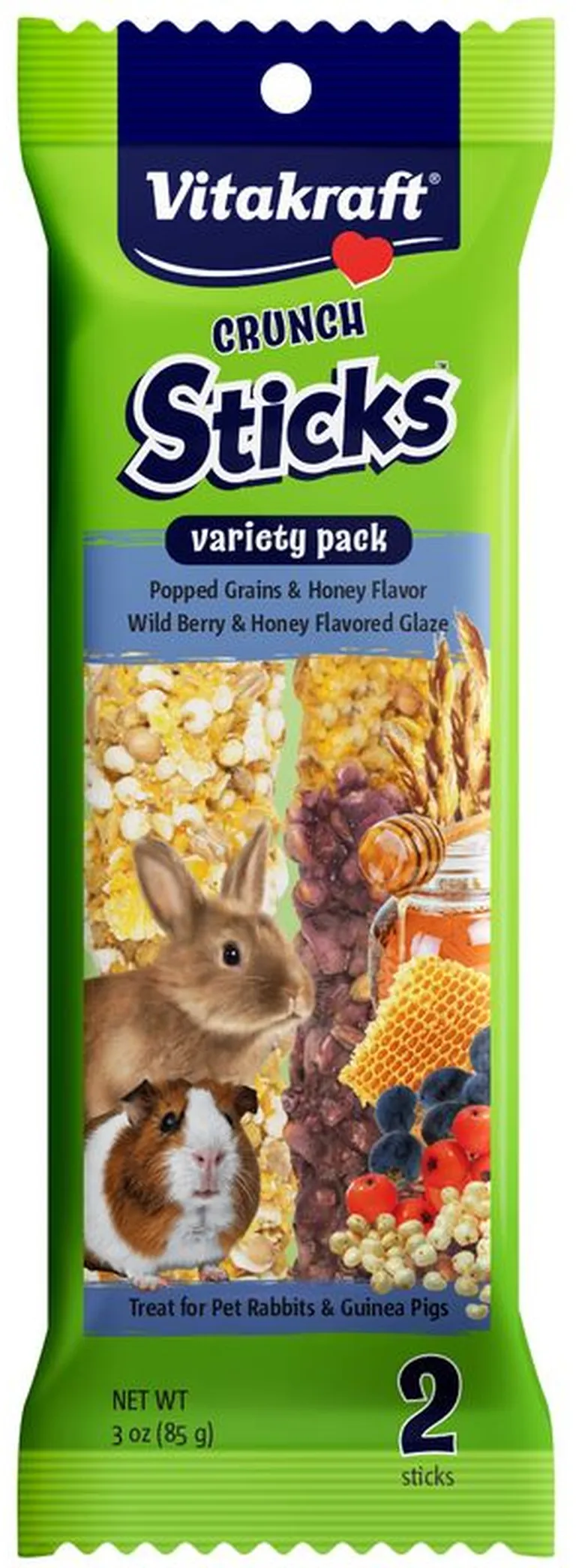 Vitakraft Crunch Sticks Variety Pack Rabbit and Guinea Pig Treats Popped Grains and Wild Berry Photo 1